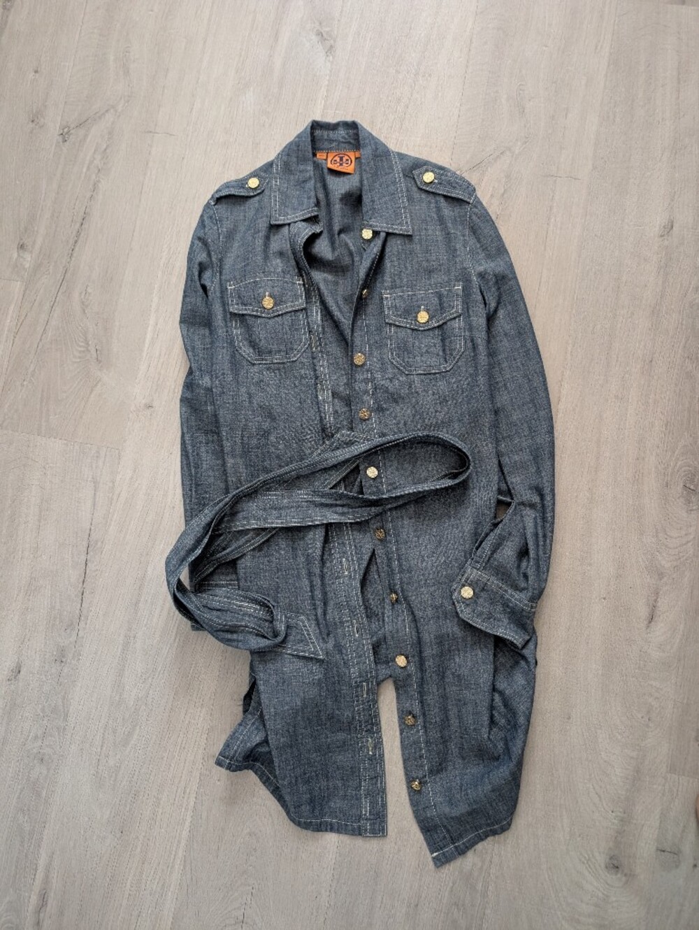 Tory Burch Denim Shirt Dress Gold Hardware / Belt